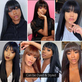 Ali Annabelle Brazilian Full Machine Made Straight Human Hair Wigs With Bangs