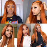 Ali Annabelle 4x4 Ginger Orange Brazilian Straight Lace Closure Human Hair Wigs
