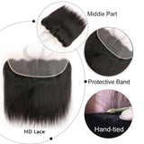 Ali Annabelle 13x4 Lace Frontal HD/Medium Brown Lace Alone 10"-22" Straight Human Hair Closure