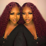 Ali Annabelle 4x4 99J Burgundy Red Brazilian Kinky Curly Lace Closure Human Hair Wigs