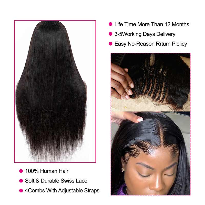 Ali Annabelle 13x4 HD Straight Lace Front Human Hair Wigs With Baby Hair