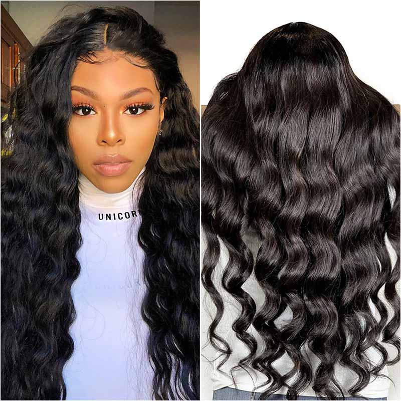 Brazilian Remy Loose Wavy Human Hair Bundles With Closure-4