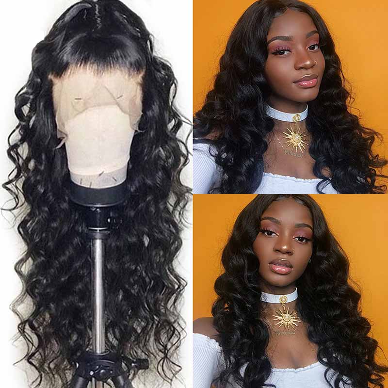 Brazilian Remy Loose Wavy Lace Front Human Hair Wigs With Baby Hair-8