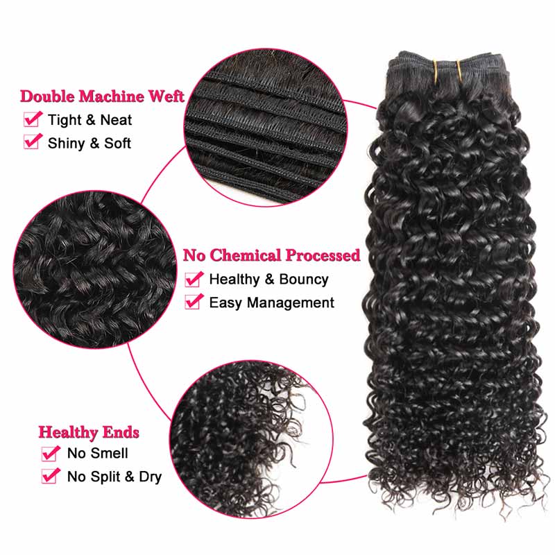Ali Annabelle Virgin Human Hair Weave 10-26inch Kinky Culry Hair Bundles with 4x4 Swiss Lace Closure