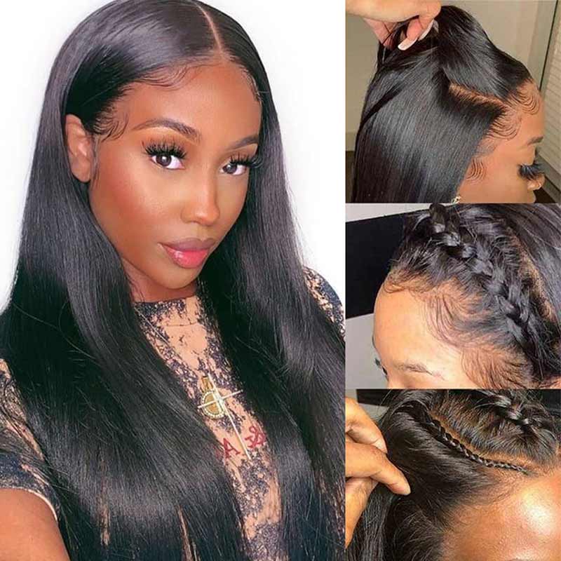 Malaysian Pre Plucked Straight Lace Front Human Hair Wigs With Baby Hair-6