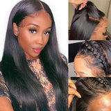 Malaysian Pre Plucked Straight Lace Front Human Hair Wigs With Baby Hair-6