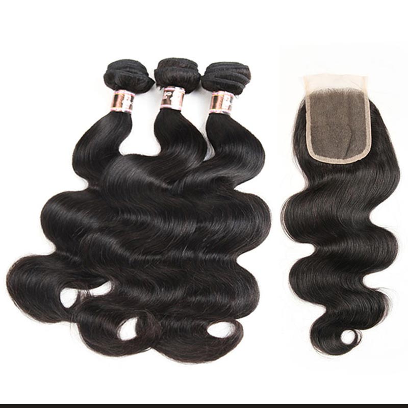 Peruvian Remy Pre Plucked Body Wavy Human Hair Bundles With Closure-5