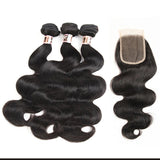 Peruvian Remy Pre Plucked Body Wavy Human Hair Bundles With Closure-5