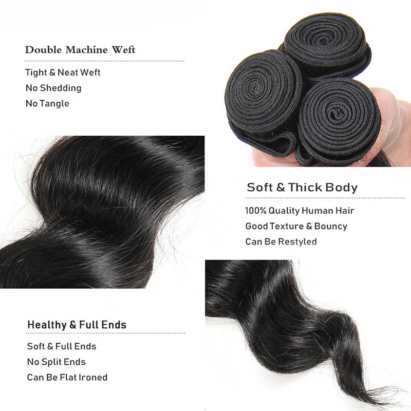 Ali Annabelle 3/4 Pcs Loose Wave Hair Indian Human Hair Bundles