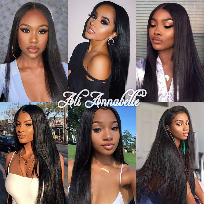 Ali Annabelle Straight Double Drawn Brazilian Peruvian Human Hair Weave Bundles