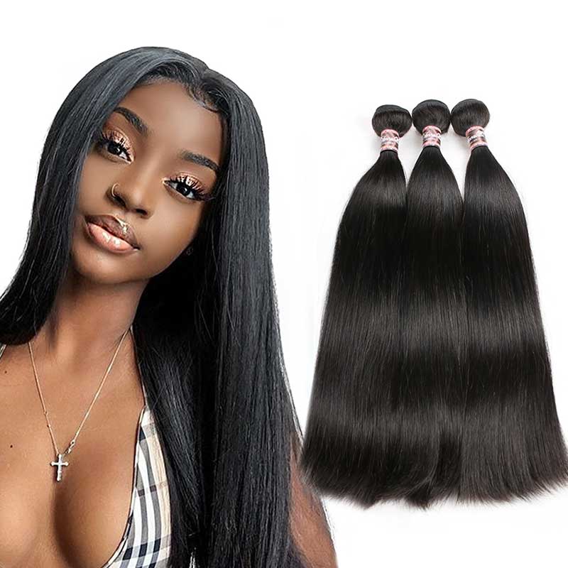 Peruvian Straight Double Drawn Human Hair Weave Bundles-5