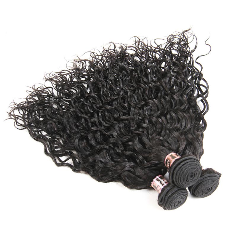 Peruvian Water Wavy Human Hair Bundles With Frontal-7