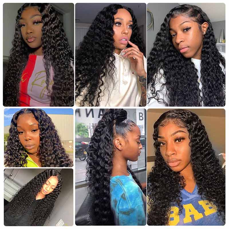Peruvian Deep Wavy Pre Plucked Lace Front Human Hair Wigs-8