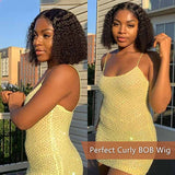 Ali Annabelle T Part Pre Plucked Short Curly Blunt Cut Bob Human Hair Wigs