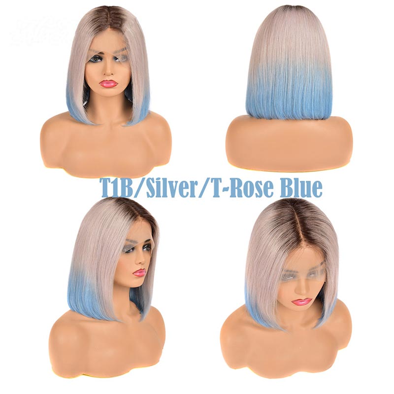 Ali Annabelle Ombre Pre Plucked Straight Bob Wig Malaysian Lace Front Human Hair Wigs