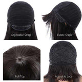 Brazilian Full Machine Made Straight Human Hair Wigs With Bangs-7
