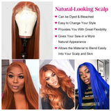 Ali Annabelle 4x4 Ginger Orange Brazilian Straight Lace Closure Human Hair Wigs