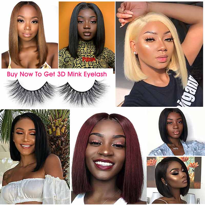 Ali Annabelle Straight Short Bob Lace Front Human Hair Wigs Natural Color