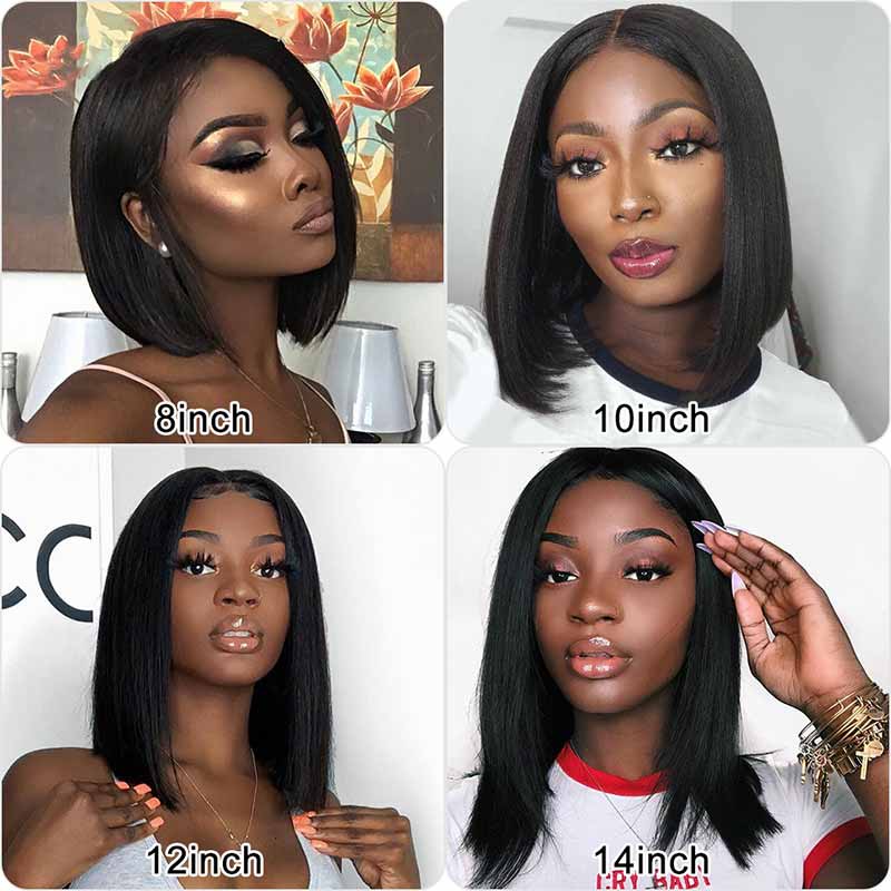 Ali Annabelle Straight Short Bob Lace Front Human Hair Wigs Natural Color