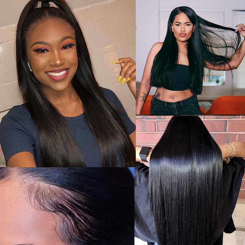 Ali Annabelle 13x4 Transparent Premade Frontal Wig Pre Plucked Straight Lace Front Human Hair Wigs