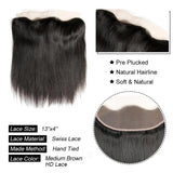 Ali Annabelle 13x4 Lace Frontal HD/Medium Brown Lace Alone 10"-22" Straight Human Hair Closure