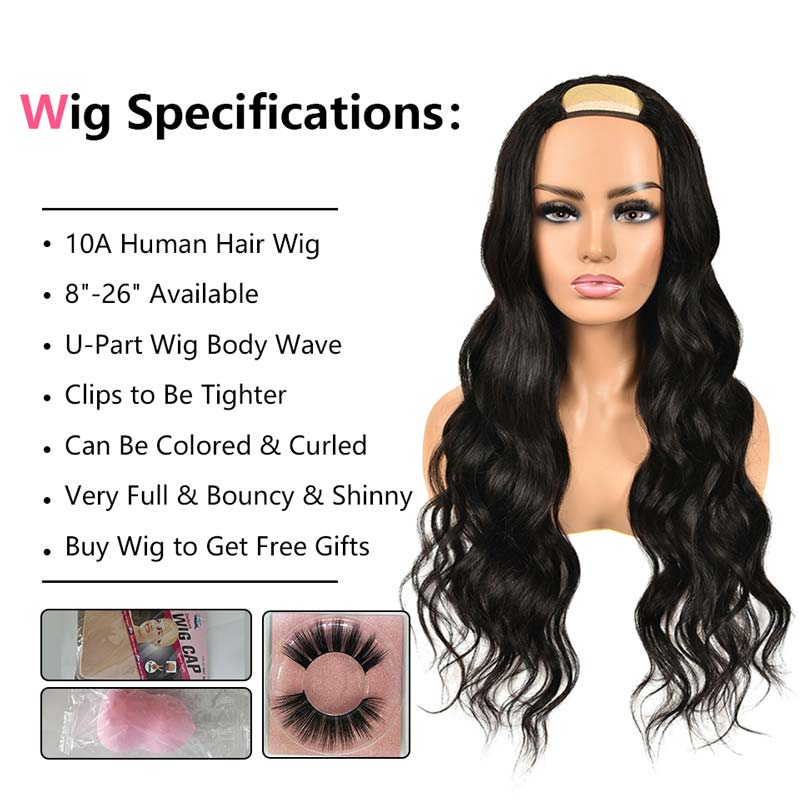 Ali Annabelle U Part Wig Glueless Human Hair Wigs Brazilian Body Wave 150 Density