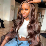 Aliannabelle #4 Dark Brown Chocolate Colored Wig 13x4 Human Hair Wigs Body Wave Wigs