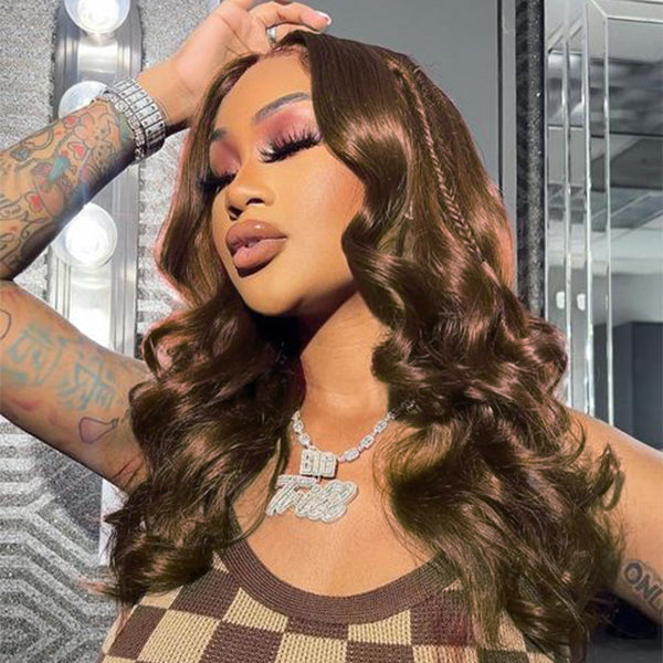 Aliannabelle #4 Dark Brown Chocolate Colored Wig 13x4 Human Hair Wigs Body Wave Wigs