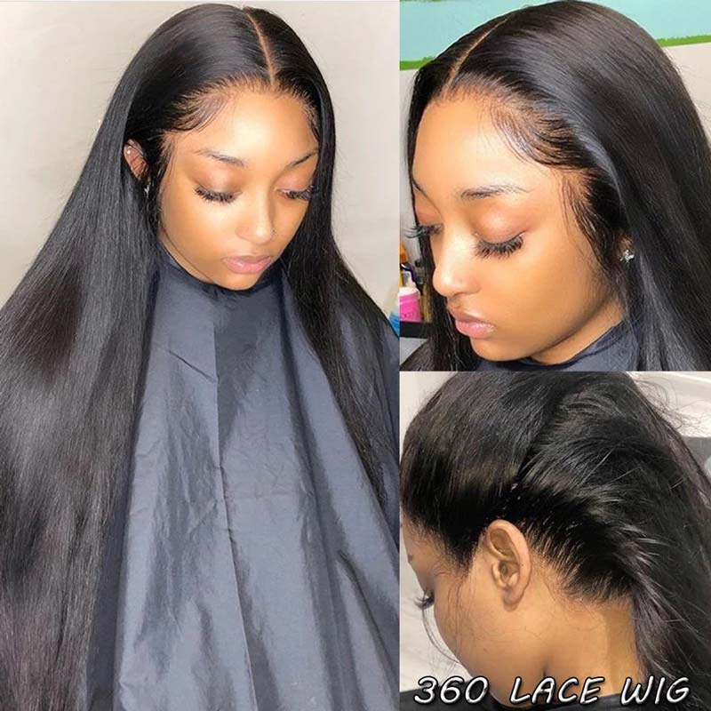 Ali Annabelle Brazilian Straight Virgin Human Hair Wigs 360 Lace Frontal Wig 10"-24"