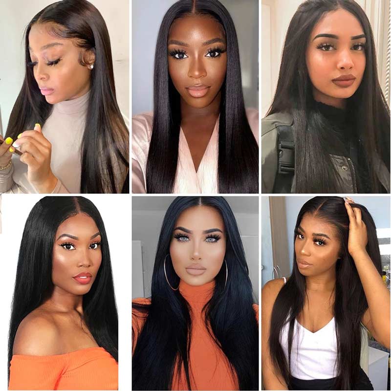 Ali Annabelle T Part Long Straight Human Hair Wigs Pre Plucked Lace Part Wig