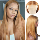 Ali Annabelle 27 Color Caramel Blonde Straight Human Hair Wigs Premade 4x4 Lace Closure Wig For Women