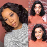 Ali Annabelle Body Wave T Part Short Bob Wig Lace Front Human Hair Wigs For Women 12A Grade
