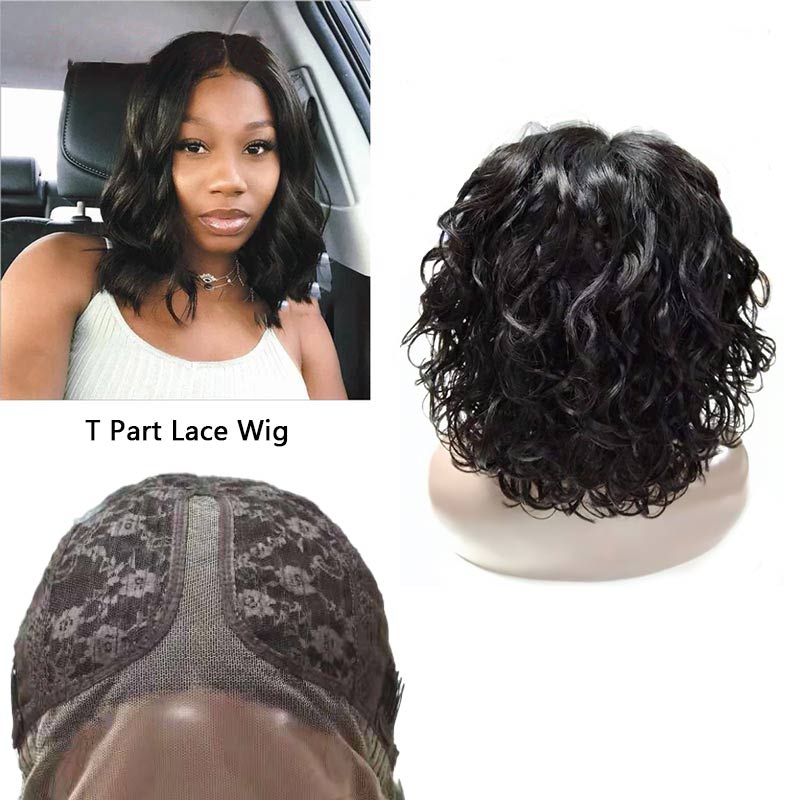 Ali Annabelle Body Wave T Part Short Bob Wig Lace Front Human Hair Wigs For Women 12A Grade