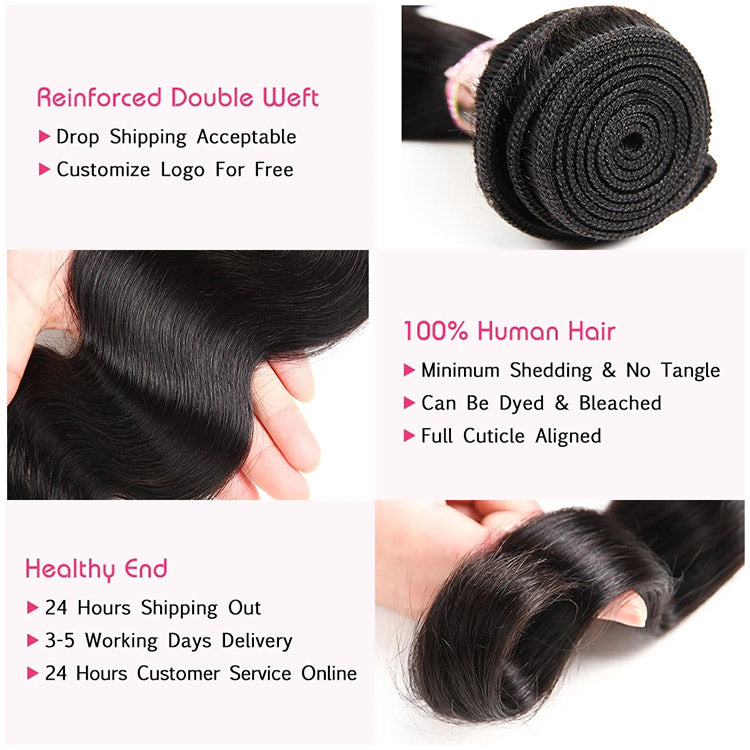 Ali Annabelle Brazilian Body Wave 2 Bundles With a 4x4 Lace Closure Brazilian Weave And Closure