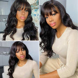 Ali Annabelle Machine Made Body Wave Human Hair Wigs With Bangs