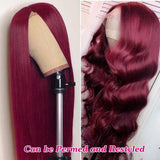 Ali Annabelle 99J Burgundy Red Straight T Part Lace Human Hair Wigs