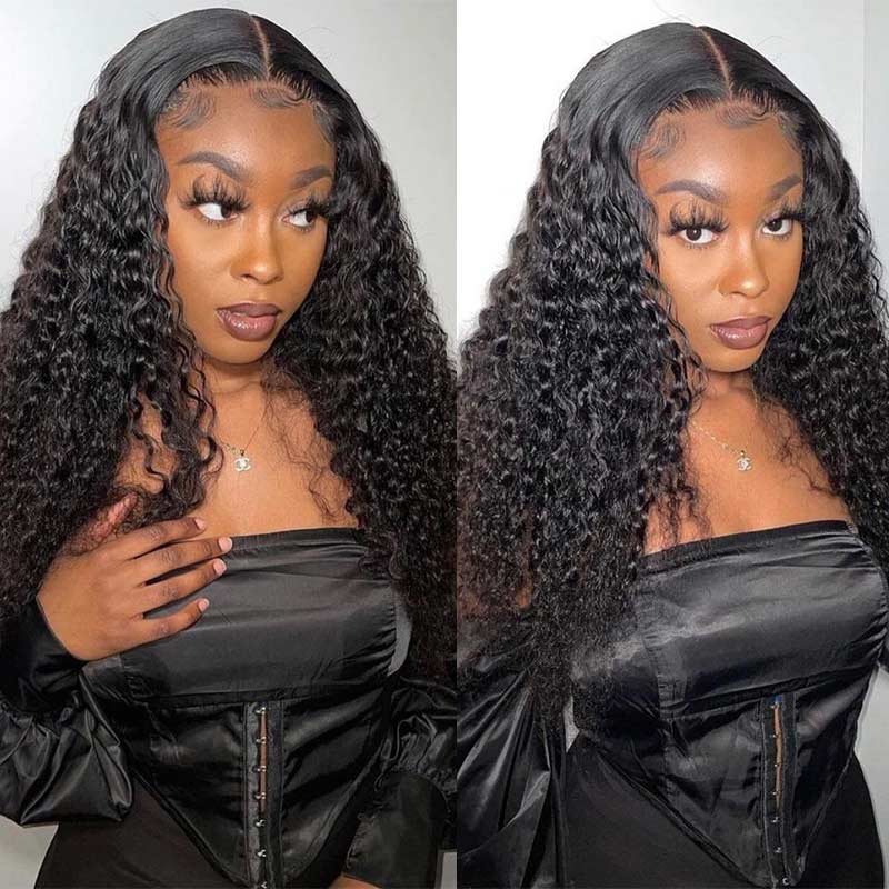 Ali Annabelle Kinky Curly Human Hair Wigs 13x6 Lace Frontal Wig Deep Parting