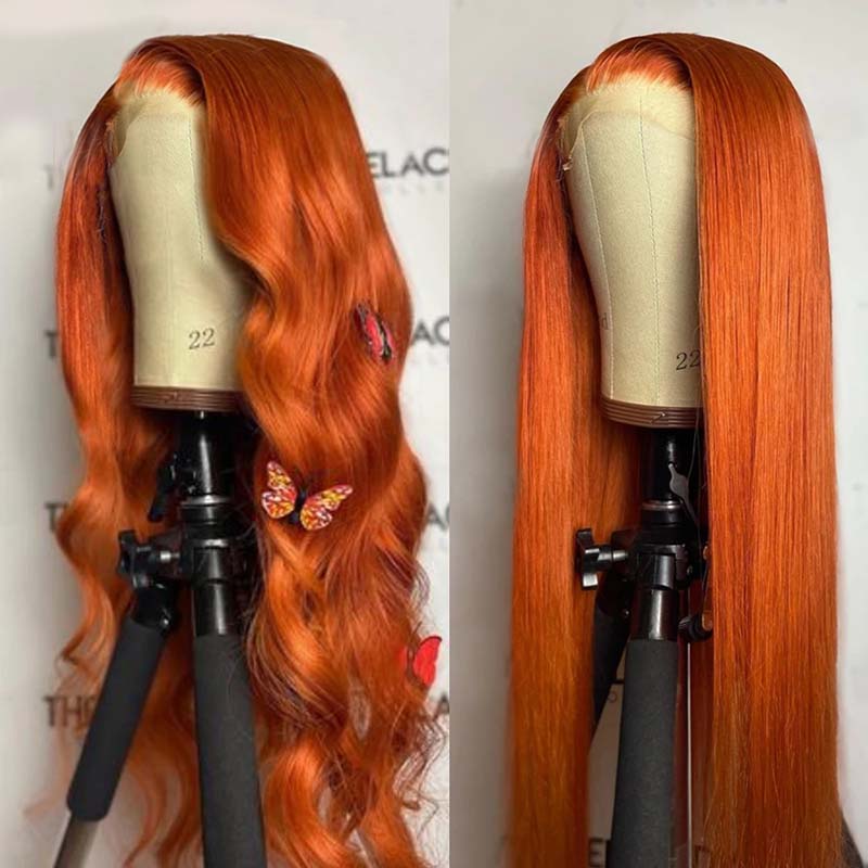 Ali Annabelle 4x4 Ginger Orange Brazilian Straight Lace Closure Human Hair Wigs