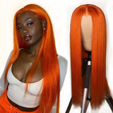 Ali Annabelle 4x4 Ginger Orange Brazilian Straight Lace Closure Human Hair Wigs