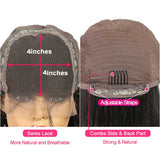Ali Annabelle 99J Color Burgundy Red Short Bob Wigs 150% Density Straight Lace Closure Wig