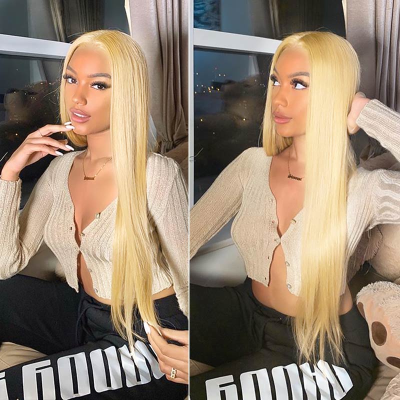Ali Annabelle 613 Blonde Human Hair Wigs Straight 13x4 Lace Front Wig 14-26inch