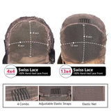 Ali Annabelle Highlight Honey Blonde on Brown Hair Water Wave 4x4 13x4 Human Hair Wigs