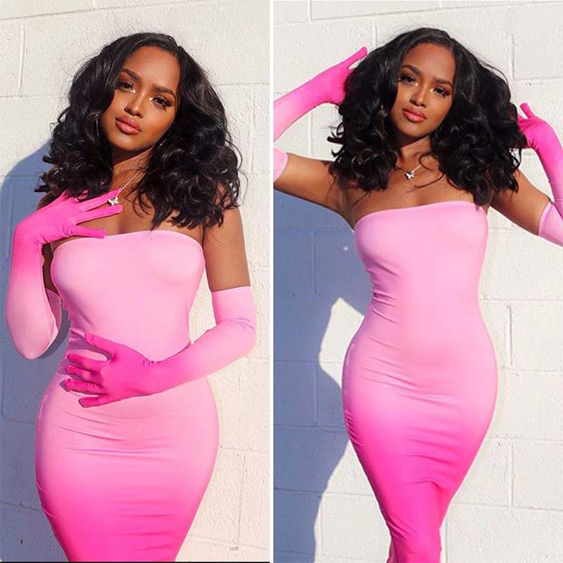 Ali Annabelle 14 Inch Short Body Wave Lace Frontal Wigs Shoulder Length 13x4 Human Hair Wigs