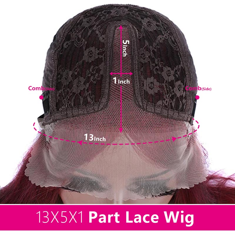 Ali Annabelle 99J Burgundy Red Straight T Part Lace Human Hair Wigs