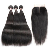 Ali Annabelle Brazilian Straight Human Hair Weave Bundles With Closure