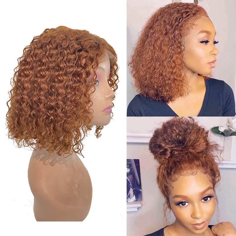 Ali Annabelle Ginger Orange Curly Bob Wig Short 4x4 Lace Human Hair Wigs