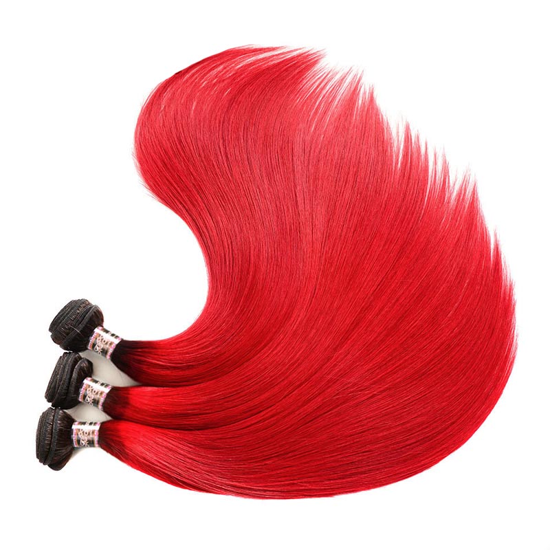 Ali Annabelle 1B/Red Virgin Straight Hair Bundles Ombre Human Hair Bundles 3 PCS