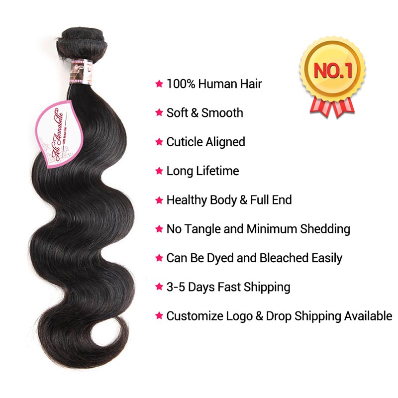 Ali Annabelle Indian Remy Body Wave Human Hair Bundles Hair Extensions