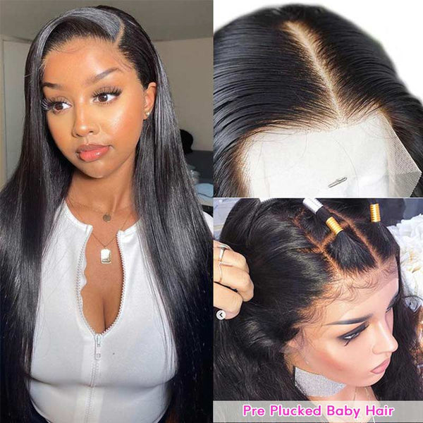 Order 13x4 HD Straight Lace Front Human Hair Wigs With Baby Hair ...