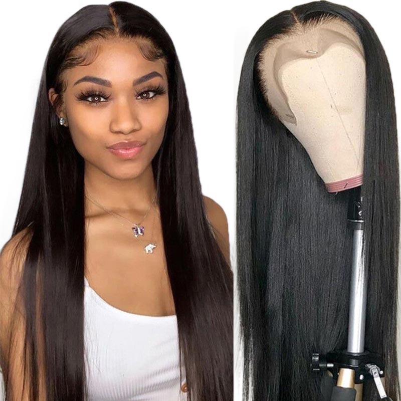 Ali Annabelle 13x4 Transparent Premade Frontal Wig Pre Plucked Straight Lace Front Human Hair Wigs
